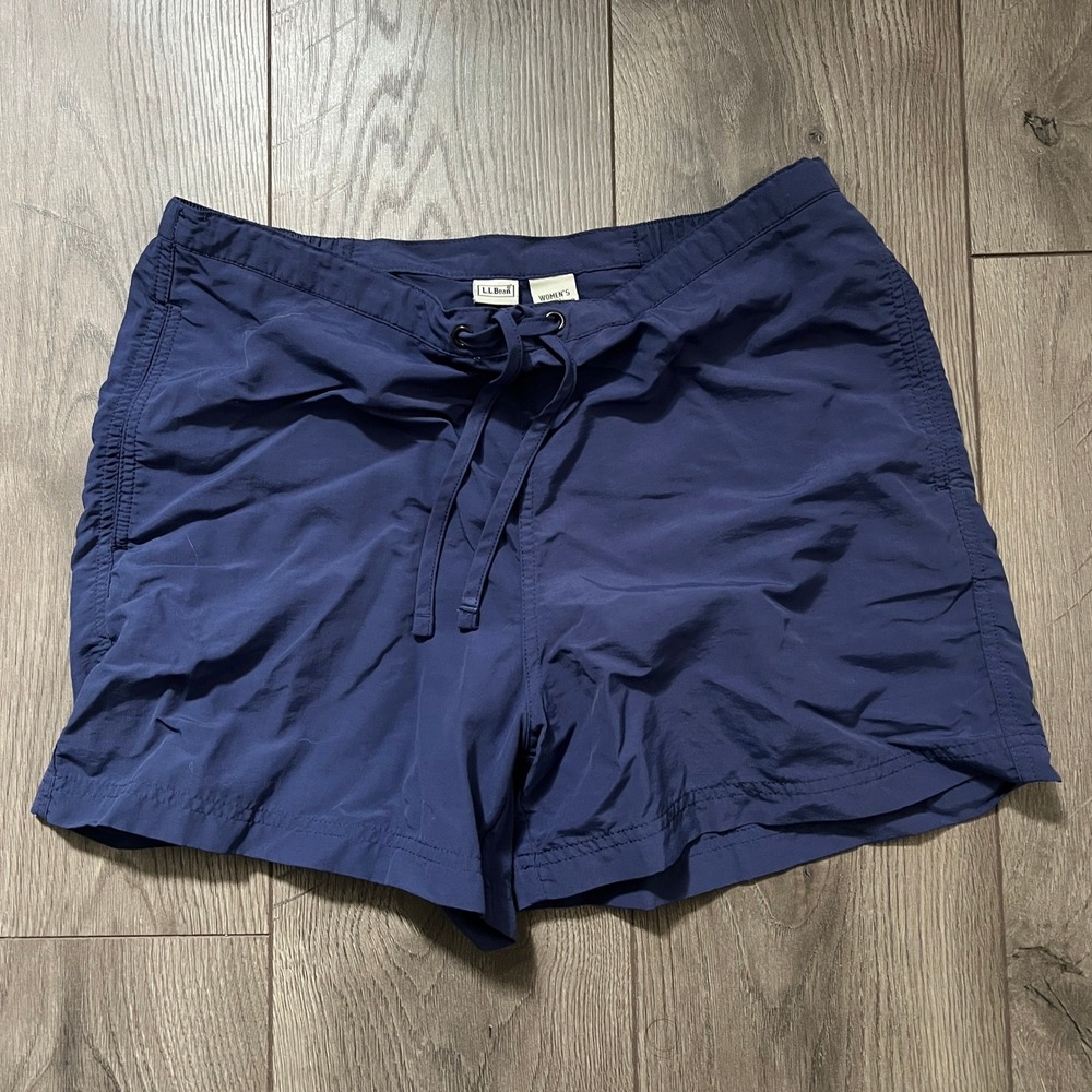 LL Bean Womens Supplex Nylon Shorts Navy Blue Small Mesh Lined Hiking Water